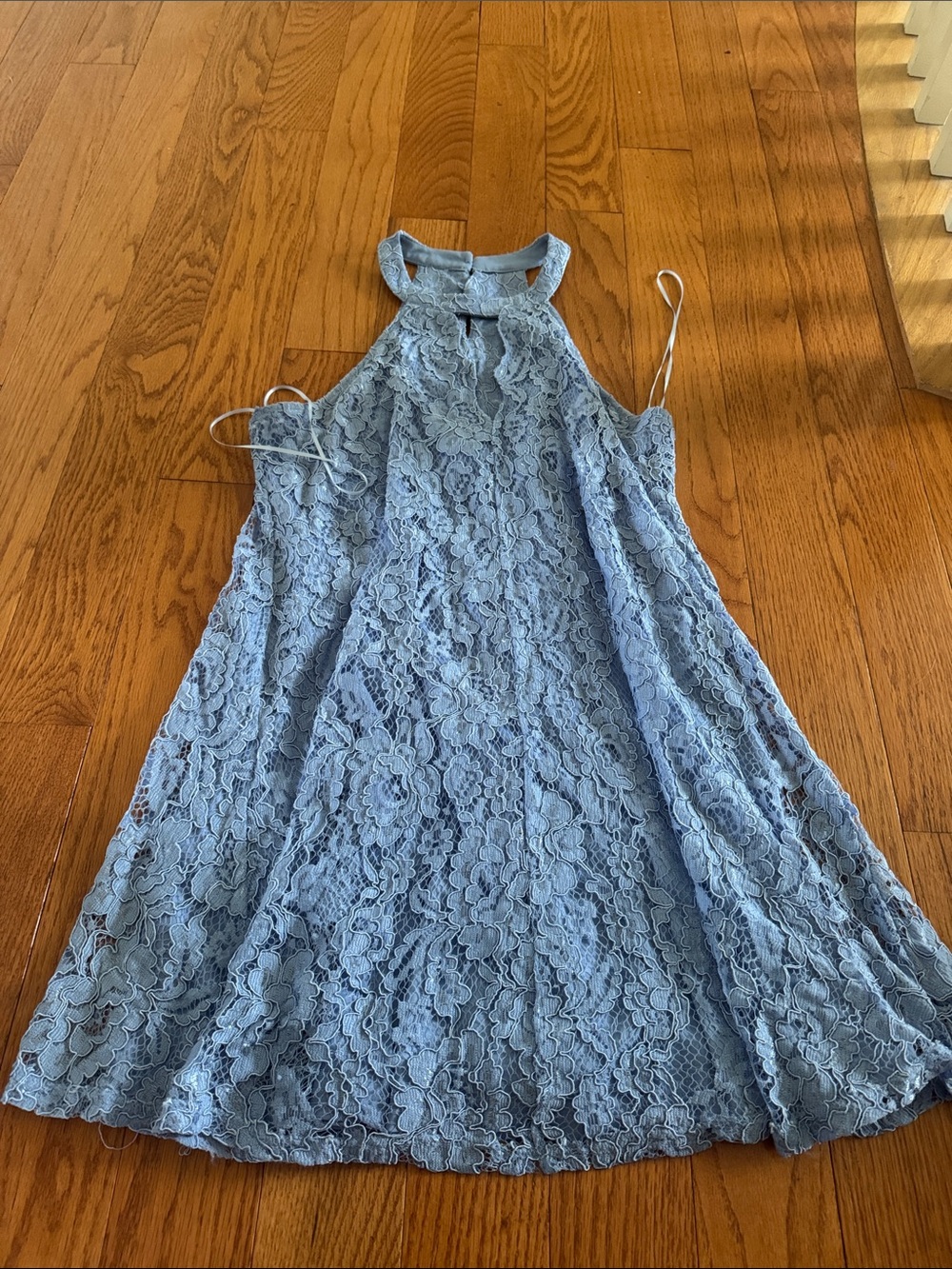 Light Blue Lace Halter Dress